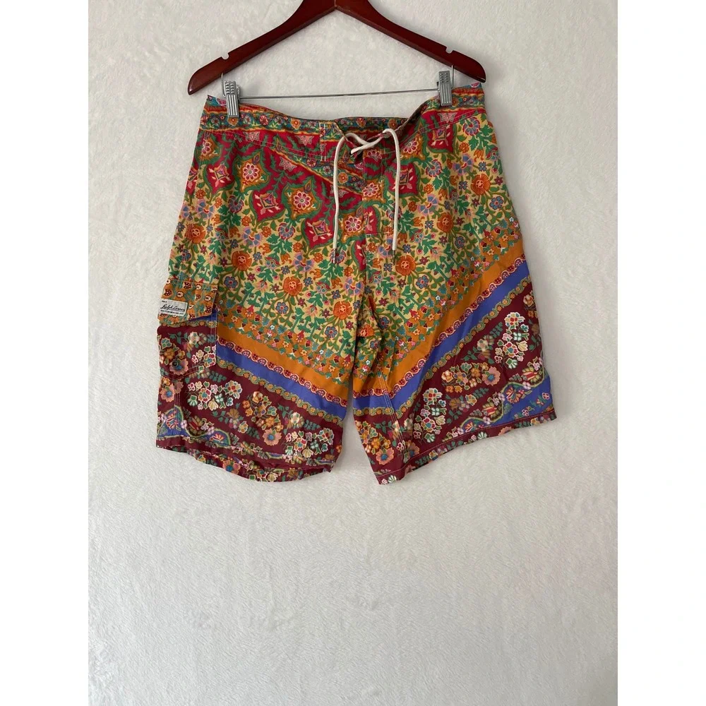 Polo Ralph Lauren Mens Floral Paisley Patchwork Board Shorts Multicolor Sz 34